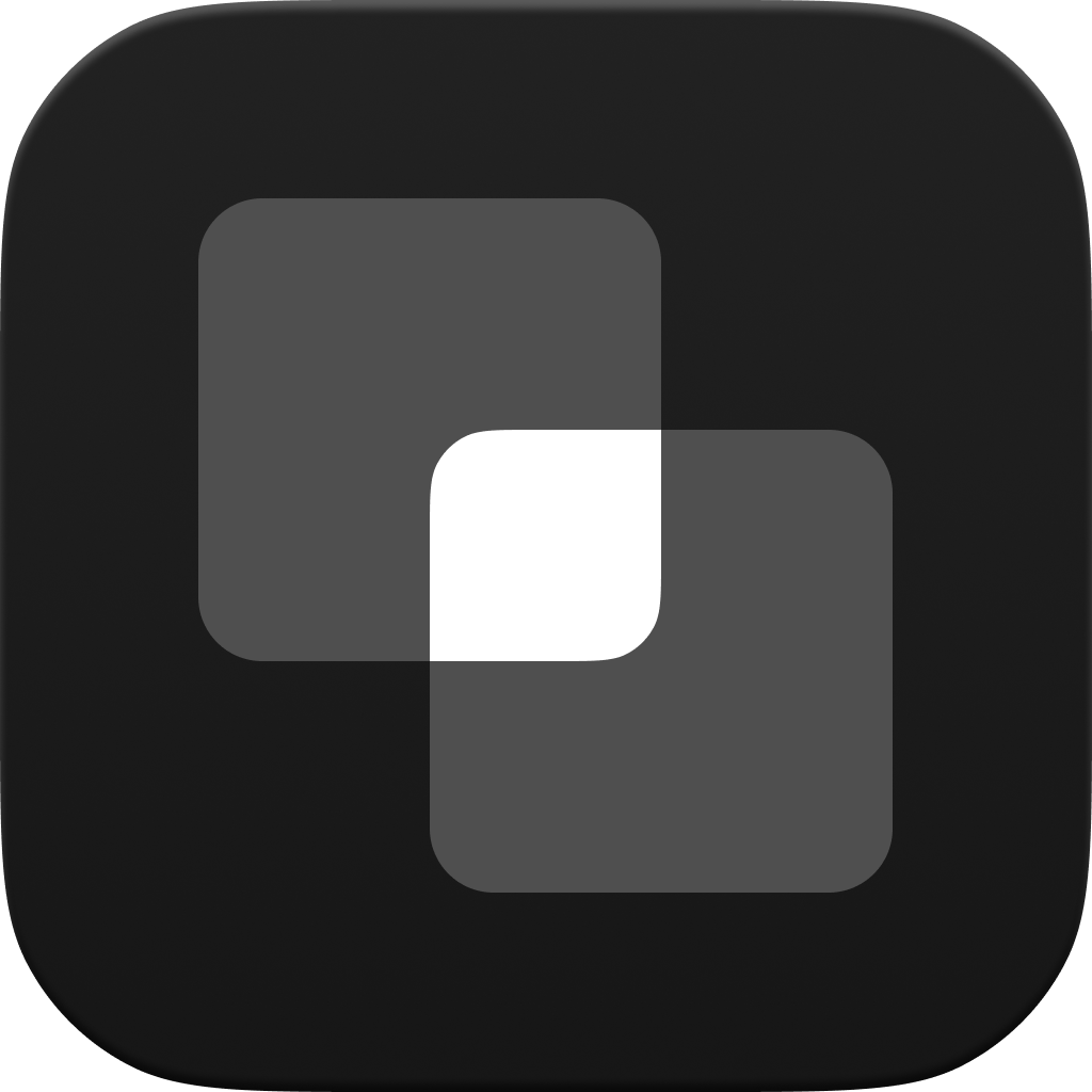 The Figurative app icon: two translucent rounded squares overlapping on a near-black field, the overlap showing white.